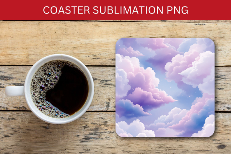 square coaster - pastel clouds