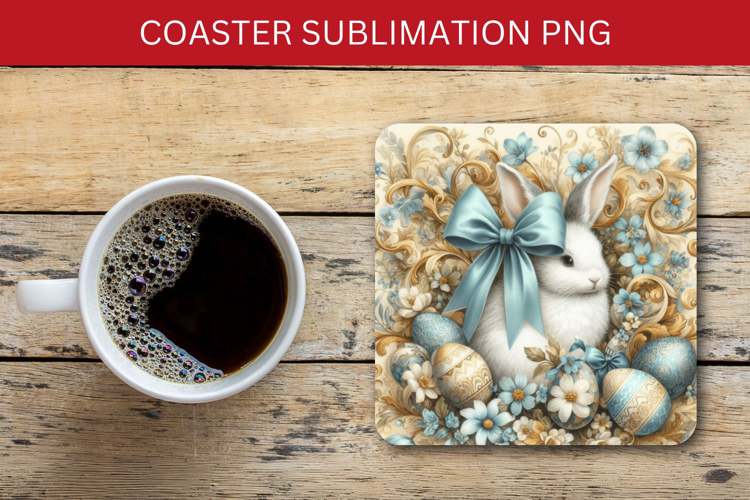 square coaster - vintage rabbit bunny easter