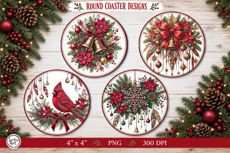 4 Round Christmas Decor | Cristmas Vintage Decor