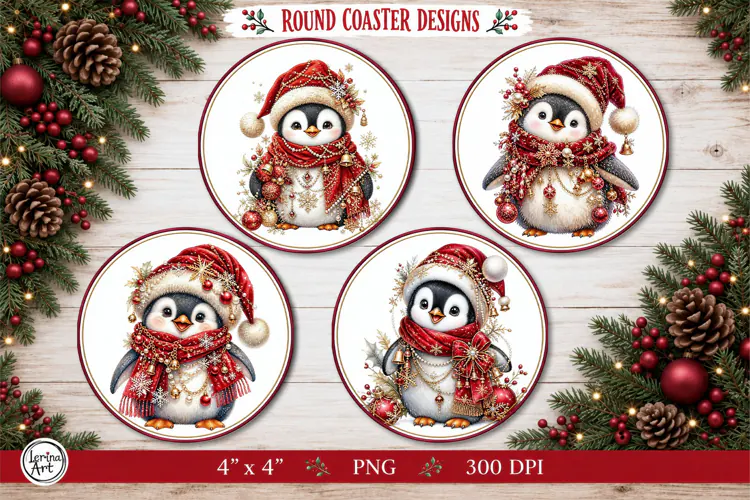 4 Round Christmas Decor | Christmas Penguin Decor