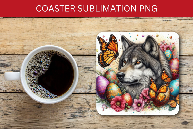 square coaster - easter wolf