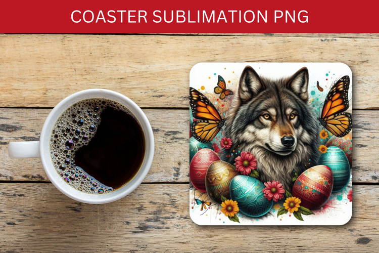 square coaster - easter wolf
