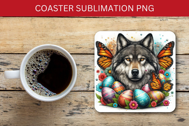 square coaster - easter wolf
