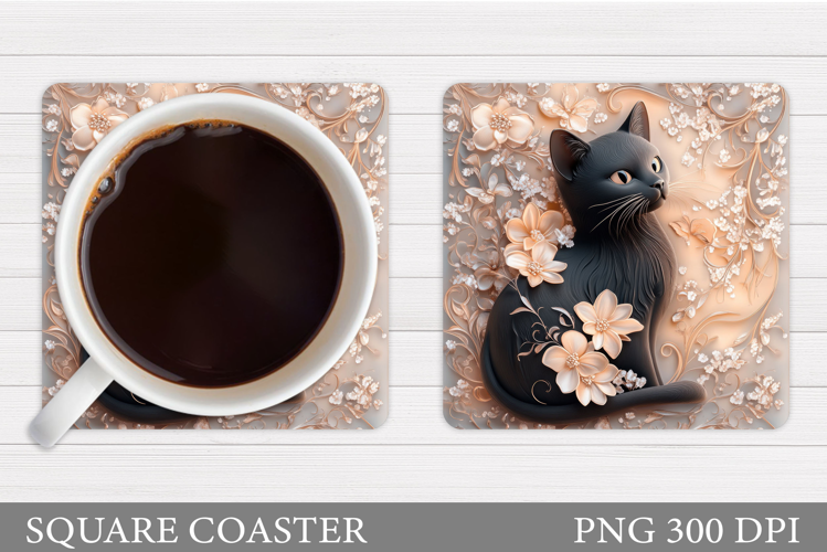 Cute Cat Coaster Design. Cute Cat Sublimation