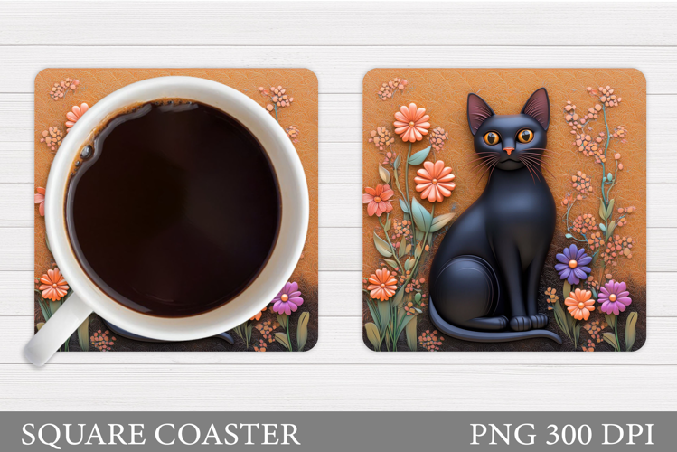 Cute Cat Coaster Design. Cute Cat Sublimation