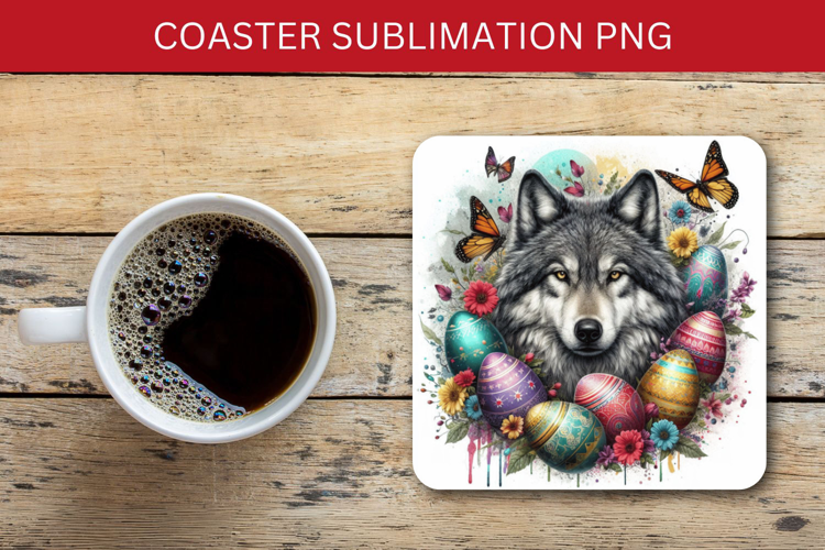 square coaster - easter wolf