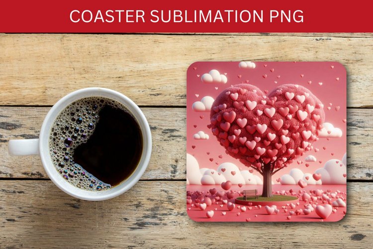 valentine square coaster - hearts tree