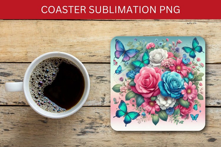 spring square coaster - roses