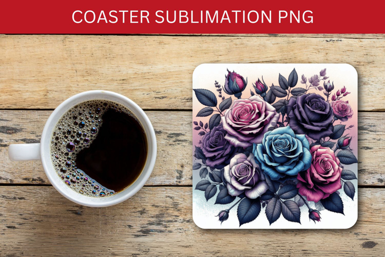 square coaster - pastel flower