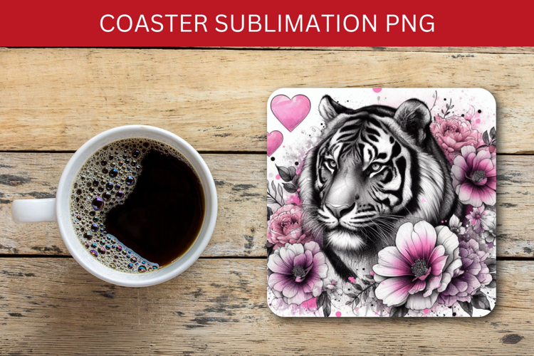 square coaster - watercolor tiger