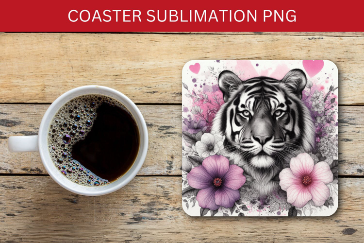 square coaster - watercolor tiger