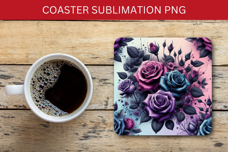 square coaster - pastel flower