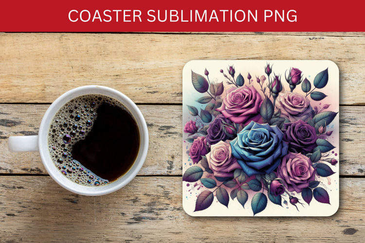 square coaster - pastel flower