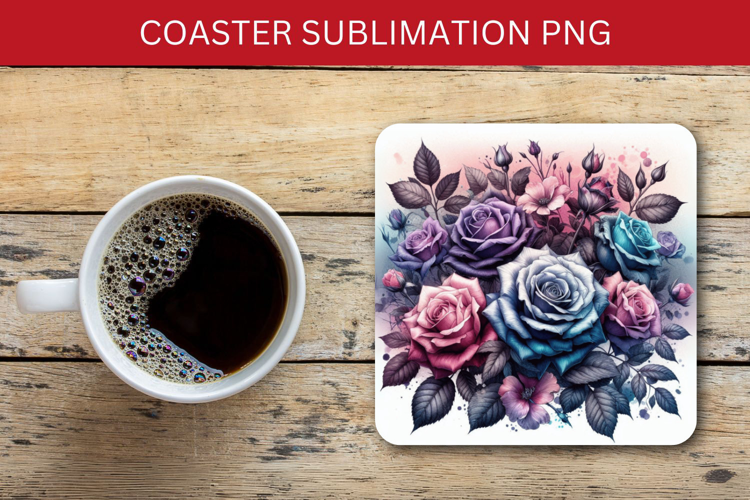 square coaster - pastel flower