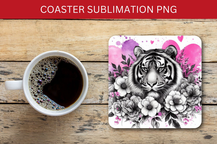 square coaster - watercolor tiger