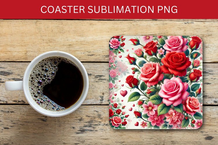 valentine square coaster - roses
