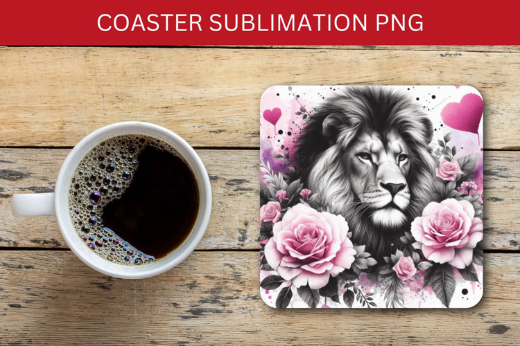 square coaster - watercolor lion