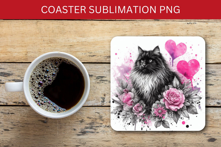 square coaster - love cat