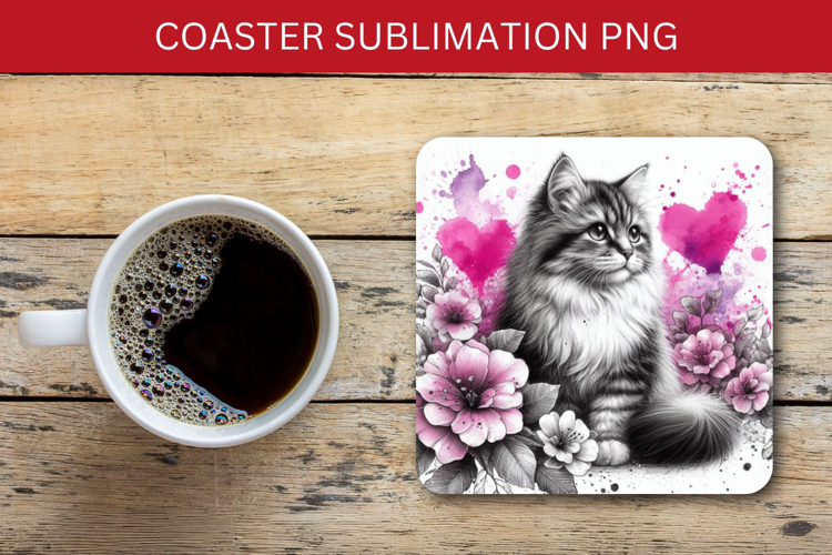 square coaster - love cat