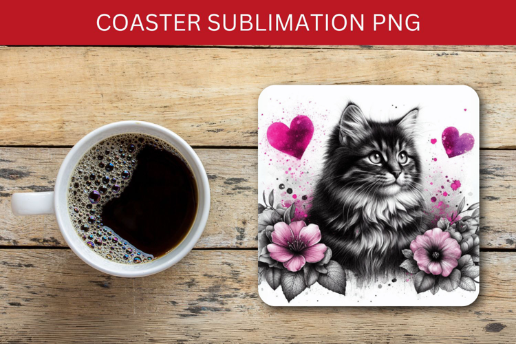 square coaster - love cat
