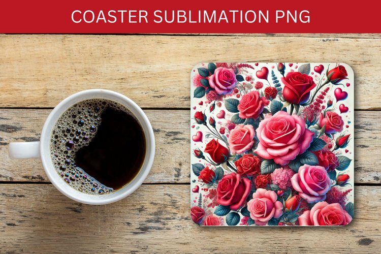 valentine square coaster - roses