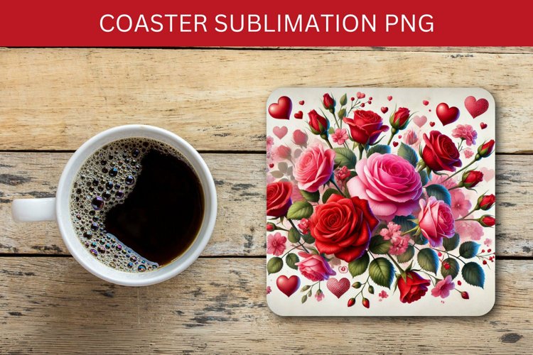 valentine square coaster - roses