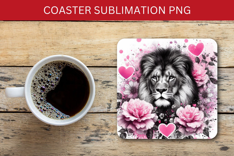 square coaster - watercolor lion
