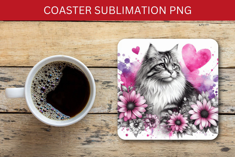 square coaster - love cat
