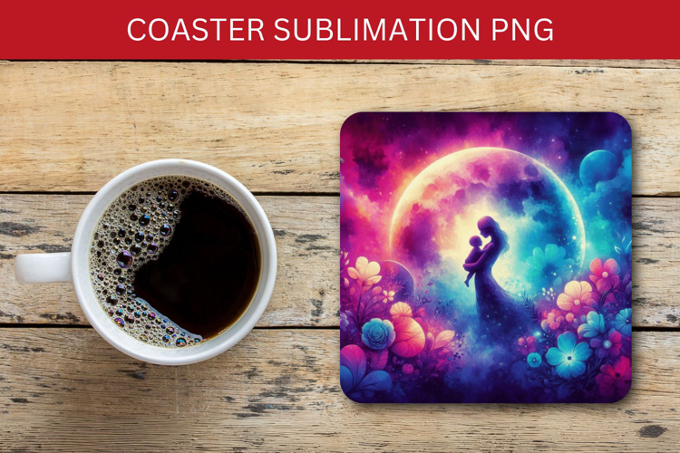 square coaster - mother and baby