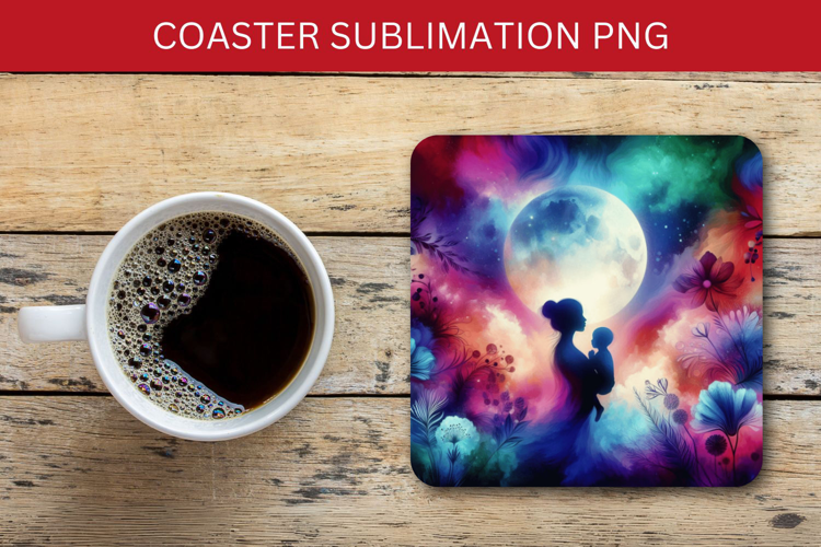 square coaster - mother and baby