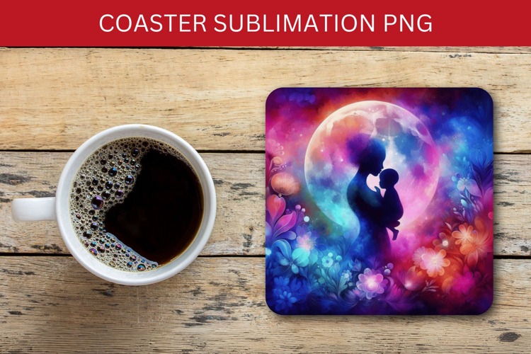 square coaster - mother and baby
