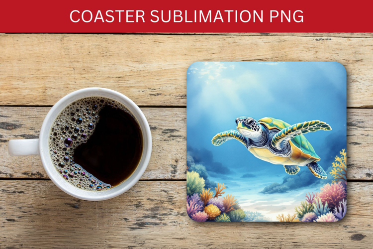 square coaster - sea turtle
