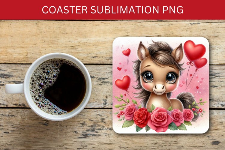 valentine square coaster - baby horse example image 1