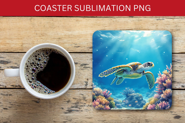 square coaster - sea turtle
