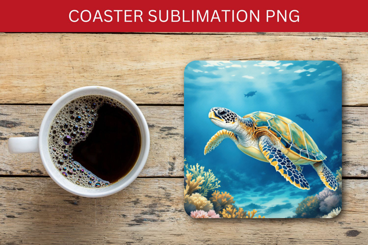 square coaster - sea turtle