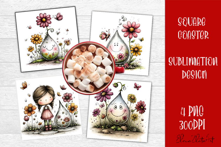 Summer flowers Coaster Design |butterfly Floral png