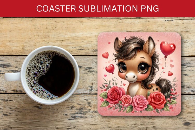 valentine square coaster - baby horse example image 1