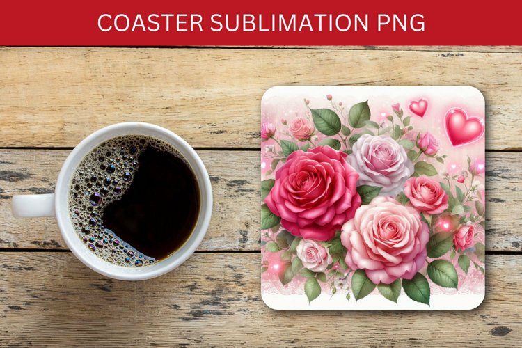 valentine square coaster - roses
