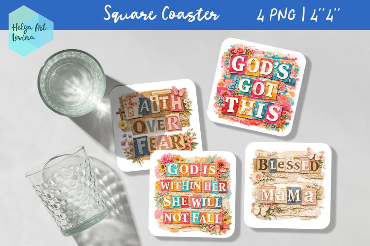 Religious quote, Square Coaster Sublimation