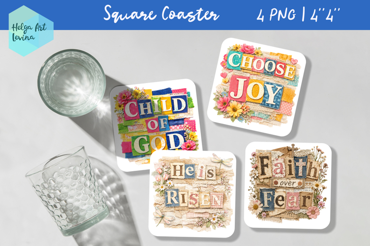 Religious quote, Square Coaster Sublimation
