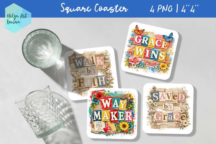 Religious quote, Square Coaster Sublimation