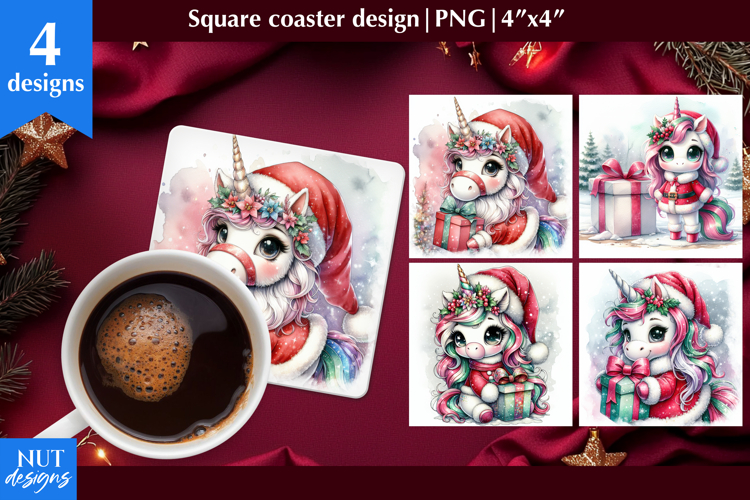 Christmas coaster Christmas animals , Santa Claus Unicorn