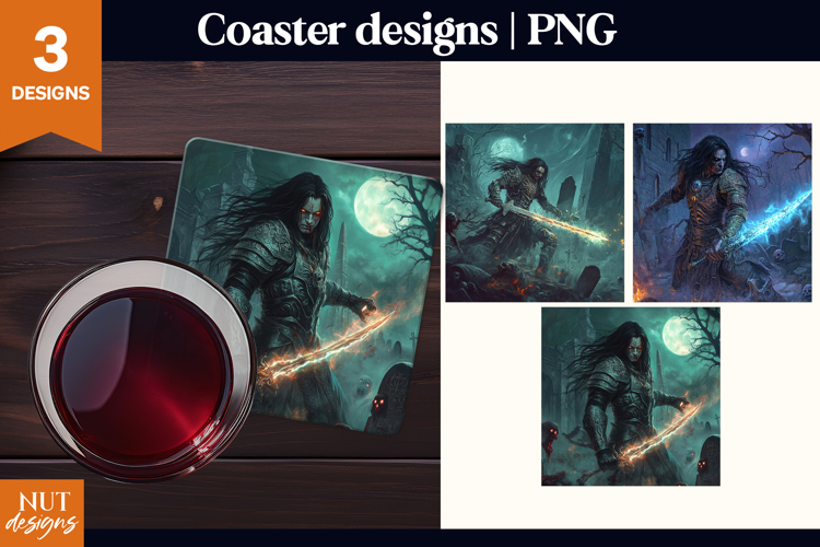 Dark Gothic Halloween Coasters Dark Fantasy Warrior Coaster
