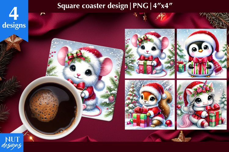 Christmas coaster Christmas Animal Coaster Baby animals