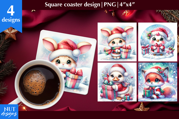 Christmas coaster Christmas Animal Coaster Baby animals