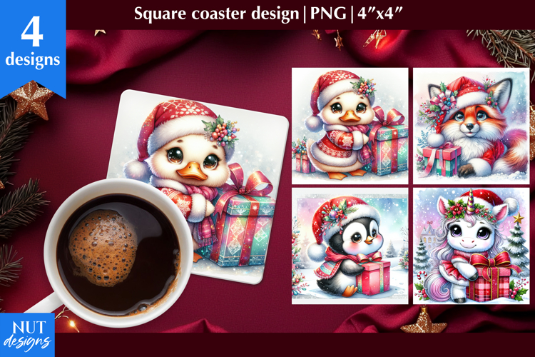 Christmas coaster Christmas Animal Coaster Baby animals