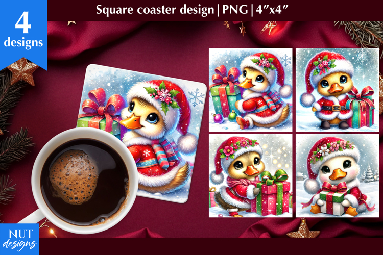 Christmas coaster Christmas baby animals, Farm animals Duck