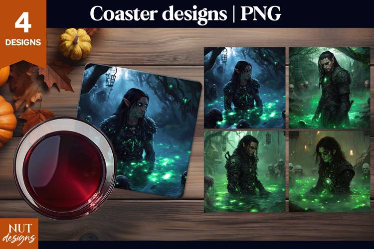 Fantasy Coaster sublimation Dark Elf Necromancer Coaster