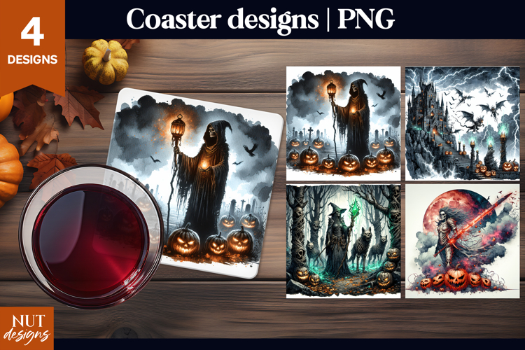 Dark Gothic Halloween Coasters Haunted Reaper Coaster