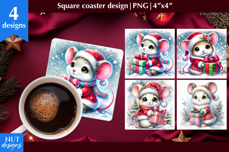 Christmas coaster Christmas baby animals, Wood animals Mouse